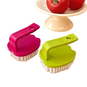 Set of two colorful egg-shaped laundry and shoe cleaning brushes with handles