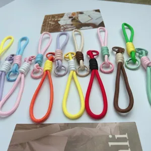 Colorful minimalist woven rope lanyards for phones and keys in various color combinations