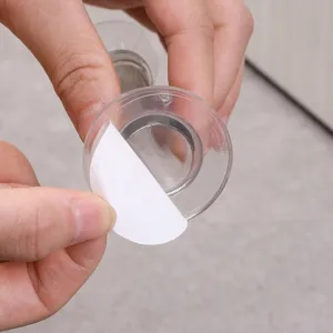 Transparent silicone punch-free door stopper with strong adhesive backing for walls