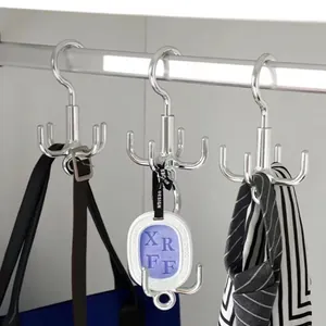 Multi-functional metal bag hanger for closet organization and storage