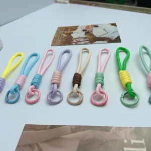 Simple colorful braided paracord keychain lanyard for phone and schoolbag pendants