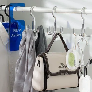 Multi-functional silver metallic hooks for organizing bags and scarves in closets