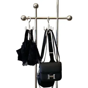 Multifunctional silver metal bag hanger hooks for closet storage and bag organization