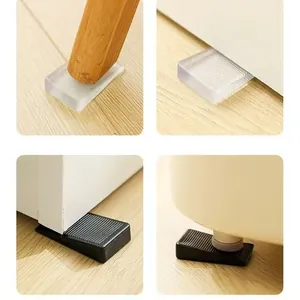 Transparent and black stackable rubber door stoppers and furniture leveling wedges