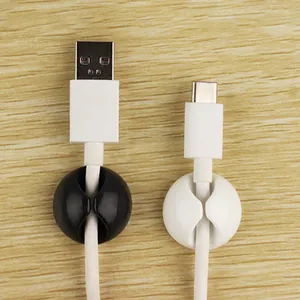 Organisateur de Câbles Circulaire Gestion des Câbles de Bureau Clips de Gestion des Fils Support de Câble Autocollant pour Câbles USB