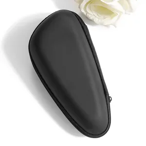 Detailed top view of a black EVA hard shell electric shaver travel storage case