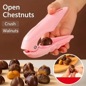 Pink multifunctional handheld chestnut opener and walnut cracker tool for peeling nuts