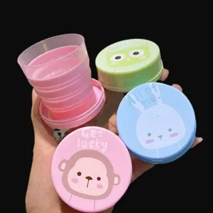Botella de Agua Plegable Portátil Taza Telescópica de Plástico Dibujos Animados Estampado Animal Taza de Viaje para Exteriores Diario