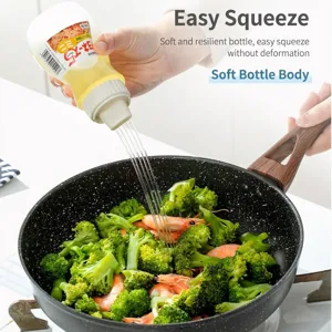 Five-hole plastic squeeze bottle for salad dressing and sauce dispensing in kitchen