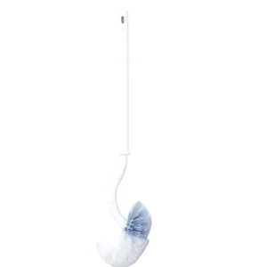 Japanese long handle toilet brush with curved soft bristles for deep cleaning
