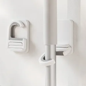 Moderne Wandmontierte Mopp Besen Halter Stanzfrei ABS Selbstklebende Organizer Regale Wasserdicht Antirutsch Aufbewahrungshaken Für Badezimmer Küche