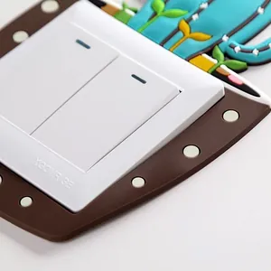 Cute cactus silicone light switch cover protector with luminous dots for home decoration.
