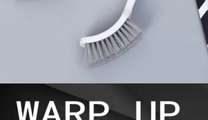 Close-up of a high-quality toilet brush head with dense grey bristles for efficient cleaning.