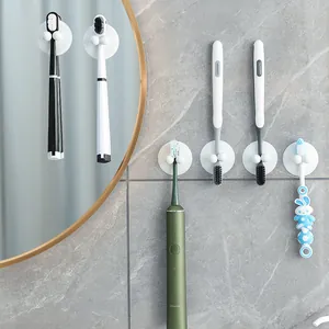 Silicone Suction Cup Toothbrush Holder Wall Mounted Punch Free Storage Hook Waterproof Bathroom Kitchen Organizer Hooks