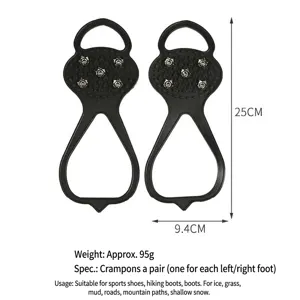 Professional Outdoor Anti-Slip Shoe Covers Ice Cleats With Steel Studs For Snow Ice Mountaineering Climbing Hiking Black Gear
