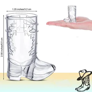 Cowboy Boot Shot Glasses Plastic Mini Cowboy Boot Cups For Bachelorette Western Theme Party Transparent Pink Brown Drinkware