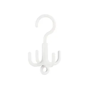 Vielseitiger weißer 360 Grad drehbarer Kunststoffhaken mit 4 Krallen für Taschen und Schals