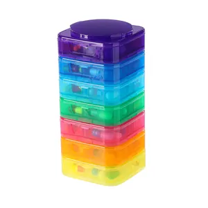 7-day rainbow pill organizer stackable weekly medicine box dispenser
