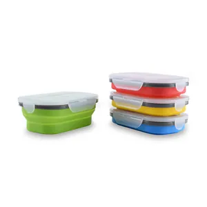 Ensemble de boîtes à lunch pliables en silicone pour pique-nique et conservation
