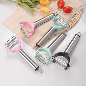 Edelstahl Doppelkopfschaeler Raspel Multifunktionaler Gemueseschredder Mit Ergonomischem Griff Kuechenhelfer