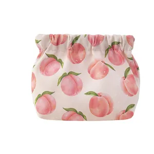 Wasserdichte Kosmetiktasche mit Pfirsichdruck und Klemmverschluss für Make-up