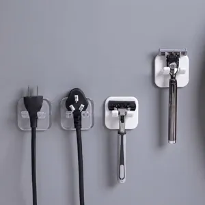 Moderne Kunststoff Klebehaken Multifunktionale Wandhalterung Rasierer Halter Doppelhaken Stromstecker Aufhänger Für Badezimmer Küche Aufbewahrung Organisation
