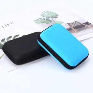 EVA electronic organizer case for 2.5-inch hard drive and power bank, black and blue