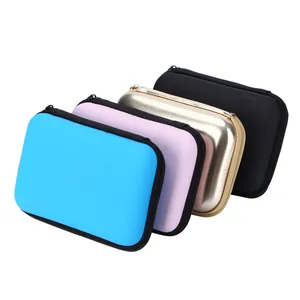 Set of four portable EVA hard drive organizer cases in multiple vibrant colors for travel
