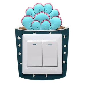 Luminous 3D soft glue succulent switch sticker wall protective cover decoration