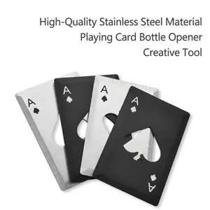 Premium-Flaschenöffner aus Edelstahl in Form einer Pik-As-Pokerkarte für die Bar