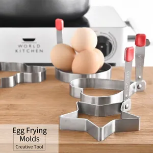 Moldes para Huevos Fritos de Acero Inoxidable 304 Con Mango Antiquemaduras Forma Corazón Estrella Ratón Herramienta de Cocina