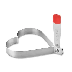 Molde profesional para huevos en forma de corazón de acero inoxidable 304 con asa