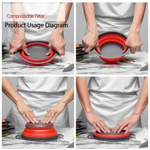 Collapsible silicone strainer basket set for washing fruits and vegetables