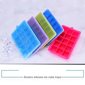 Bandejas de cubitos de hielo de silicona de 15 rejillas con tapa, apilables y grado alimenticio