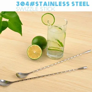 Cuillère de Bar à Long Manche en Spirale en Acier Inoxydable Agitateur à Cocktail pour Jus de Fruits et Thé au Lait