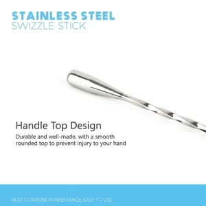 Agitateur à cocktail de qualité en acier inoxydable avec cuillère à long manche spiralé