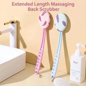 Ergonomische badborstel met lange steel voor diepe exfoliatie en massage van de rug