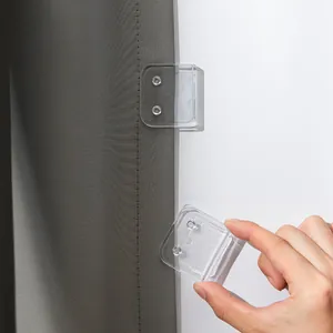 Transparent adhesive shower curtain clips for bathroom wall curtain windproof fixation