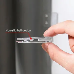 Transparent punch-free shower curtain clip with anti-slip design for windproof fixation