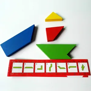 Puzzle en bois coloré T-Puzzle, jeu de réflexion avec carte d'instructions pour enfants