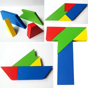 Jeu de casse-tête en bois coloré T-puzzle pour enfants et adultes, quatre pièces