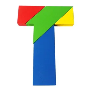 Puzzle en T coloré en bois 4 pièces casse-tête éducatif pour enfants et adultes
