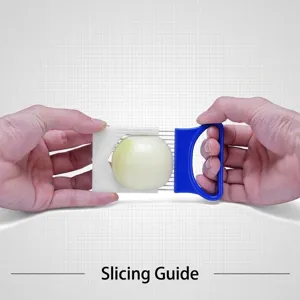 Rebanador de cebolla de acero inoxidable y guía de corte con protector de mano ergonómico