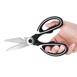 Heavy duty stainless steel kitchen scissors with ergonomic non-slip handle for poultry cutting