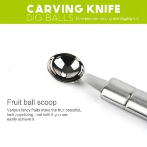 Vaciador de melón de acero inoxidable y cuchillo para tallar frutas decorativas