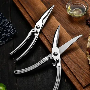 Heavy duty stainless steel poultry shears with safety lock for kitchen and BBQ