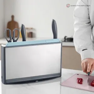 Smart ozone disinfection knife stand and cutting board rack for kitchen hygiene