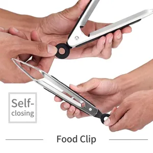 Pinze da cucina professionali in acciaio inossidabile con anello di bloccaggio.