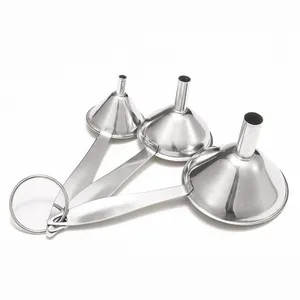 3-teiliges Mini-Trichter-Set aus Edelstahl mit langen Griffen zum Abfüllen von Flüssigkeiten
