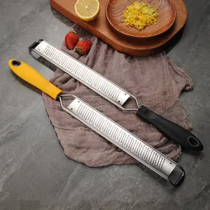 Professional stainless steel cheese grater and lemon zester with ergonomic handles